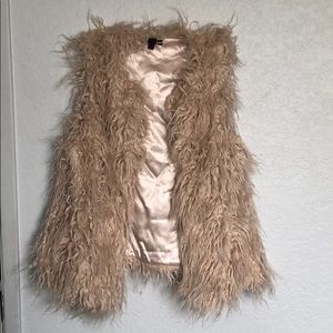 Champagne faux fur vest